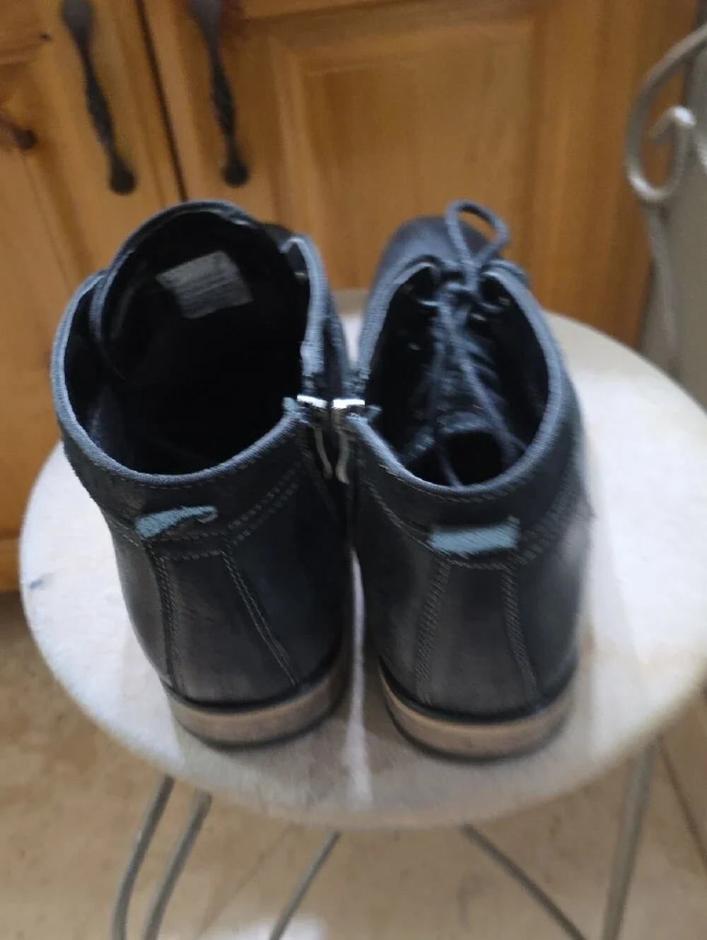 Steve Madden Black Leather P-Kaplan Lace-Up Boots